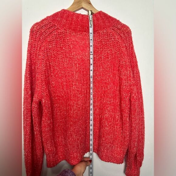 Anthropologie Womens Honore Wool Blend Ribbed V-Neck Sweater Size S red pink - Picture 15 of 16